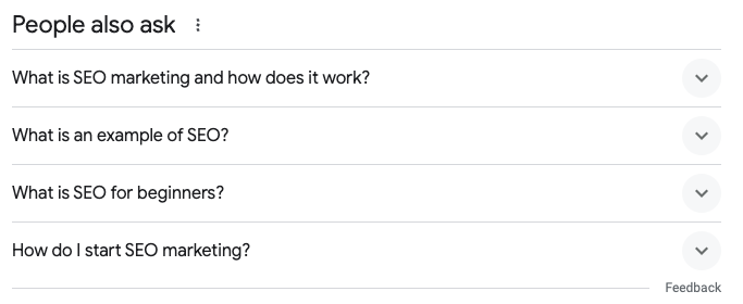 Example of Google's PAA