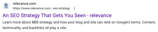 Meta description example in Google