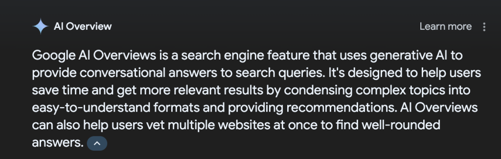 Google AI overview 
